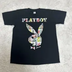 プレイボーイ Tシャツ M 黒 ラビットヘッド 総柄 コラージュロゴ 美品のサムネイル