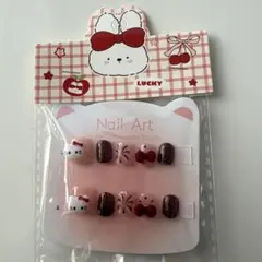 キッズネイルチップ 4歳〜8歳向け ♡ かわいいリボンデザイン 子供用 付け爪