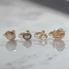 【✨️期間限定値下げ❗️✨️4個セット】イヤリング　ゴールド　黒　パールビーズ