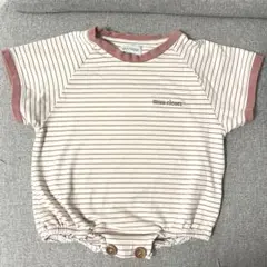 muucloset 【完売商品】ボタン付きロンパース ピンクボーダー