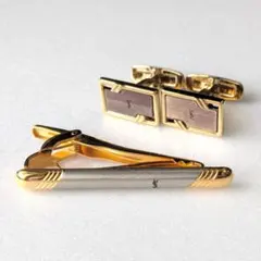イヴサンローラン カフス タイピン セット YSLロゴ ゴールド シルバー