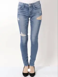 GYDA SIDE RIPPEDスキニーデニムパンツ