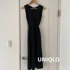 UNIQLO ブラック ロング丈ノースリーブ ワンピース S