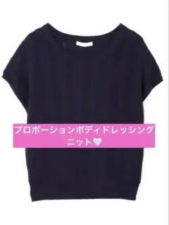 フレンチスリーブ　プロポーションボディドレッシング トップス ニット ネイビー