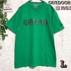 【OUTDOOR】アウトドア トップス L Tシャツ ロゴ 綿100% グリーン