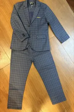 ブルーグレー系チェック キッズフォーマルスーツ サイズ150