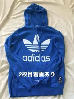 adidas originals ニットパーカー　フーディー　ビッグロゴ　XS