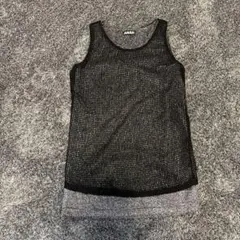 ANAP メッシュ ブラック×ラメ入りグレー　タンクトップ