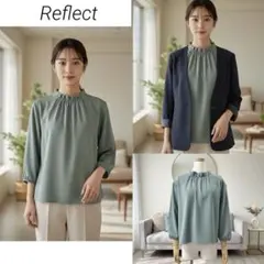 ミカ様専用Reflect フリルネック ブラウス 8分袖 通勤 オフィス