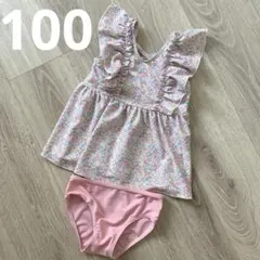 花柄　セパレート水着 100cm キッズフォーレ