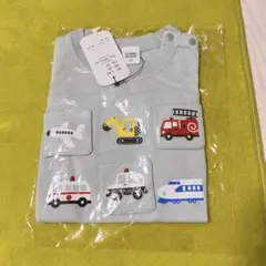 【新品未使用】 チークルーム 長袖 ロンティー 電車　働く車　90