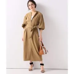 春夏物★美品★スピック&スパン Iラインワンピース 定価24,200円 キャメル