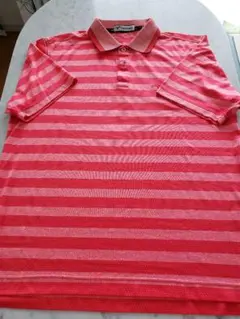 TourStage サーモンレッド ストライプ ポロシャツ L、超美品です。