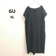 【ジーユー】GU Vネック ロングワンピース ブラック XL 大きいサイズ
