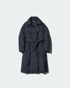 1回着 24年モデル ユニクロ ダウンベルテッドロングコート ブラック 3XL