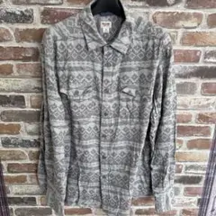 MOSSIMO 幾何学模様 長袖シャツ Lサイズ グレーのサムネイル