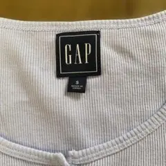 GAP リブ 半袖 ボタンフロント Tシャツ ライトパープル Sのサムネイル