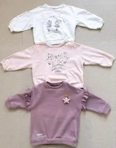 韓国子供服 女の子 長袖カットソー 110cm 3枚セット まとめ売り