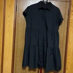 ティアードシャツワンピース ブラック 半袖のサムネイル