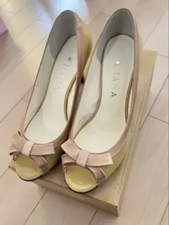 【お値下げ】DIANA イエロー リボン付きハイヒール