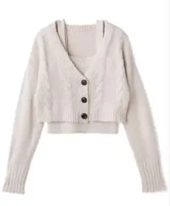 GRL クロップ丈カーディガン キャミソールニットアンサンブル　アイボリー