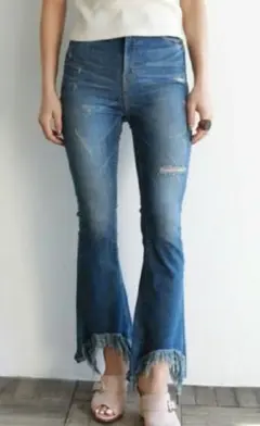 美品！Sea Room Pynn シールームリン ヘムフリンジフレアデニム　M