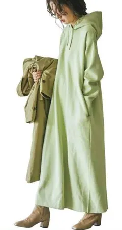 復刻 着丈が選べる。CVC裏起毛フーディーパーカーマキシワンピース