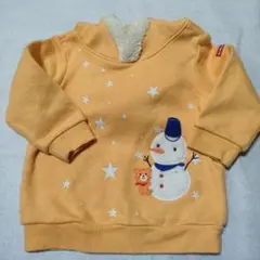 オレンジ 雪だるま トレーナー 80cm