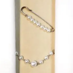 パール7粒セット｜ピンブローチ＆ストールクリップ シルバー 上品アクセサリー