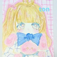 小6 ton 手描きイラスト「お人形」はがきサイズ