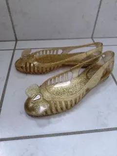 ゴールド グリッター ラバーシューズ