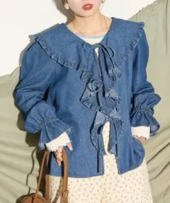モネピネ lace docking design denim jacket - メルカリ