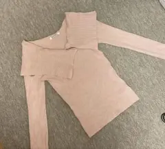 SNIDEL リブ編みオフショルダーセーター ピンク