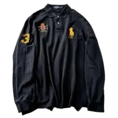 POLO RALPH LAUREN ビッグポニー 長袖 ポロシャツ Ｍ ブラック POLO RALPH LAUREN KING SIZE 大きいサイズのポロ ラルフローレン