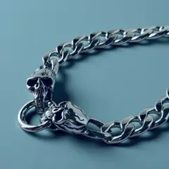 未使用◾️ヴィンテージアクセサリー　スカル　シルバーチェーン　ブレスレット　骸骨