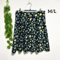 マッキントッシュフィロソフィー・M/L ひざ丈フレアスカート ネイビー 花柄のサムネイル