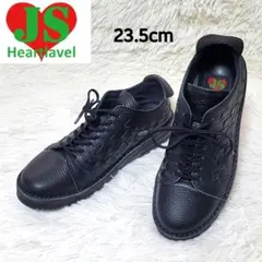 極美品❤️JS Heartlavel 軽量レザースニーカー ブラック 23.5のサムネイル
