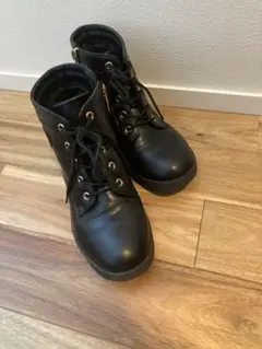 ALGY 22cm 블랙 레이스업 쇼트 부츠