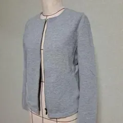 UNIQLOレディース 長袖 ノーカラージャケット グレー