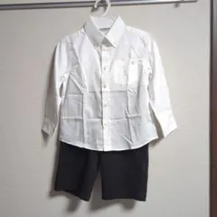 エニィファム/男の子服、子供服110cm白シャツ、黒パンツセット売り