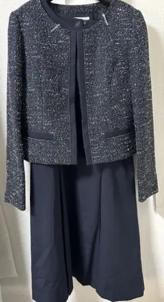 新品セレモニースーツ　7号　ツィードジャケット　ワンピース　入園入学卒業ネイビー