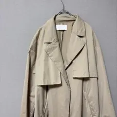 【ベルト欠品】ナージー　ガウンコート(M)ベージュ無地　ロング丈スリットあり