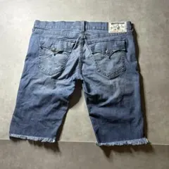 極太 W42 トゥルーレリジョン カットオフ デニム ハーフパンツ Y2K 00のサムネイル