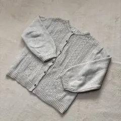 Re-cycle ベージュレース編み カーディガン　 L