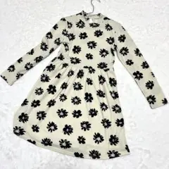 THE EMPORIUM 花柄ワンピース 長袖 Mサイズ ベージュ×ブラック