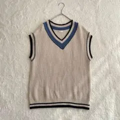 ナイスクラップ カレッジ ニットベスト Vネック チルデンニット 重ね着 F