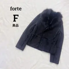 美品　黒　ファー付きテーラードジャケット　リアルファー　フォックス　フリー　襟付