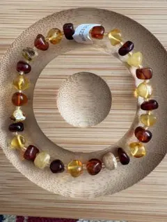 【未使用品／鑑別書付き】天然琥珀 ビーズブレスレット