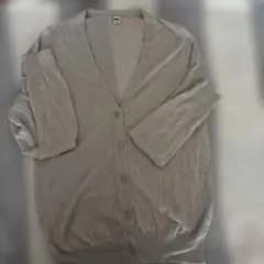 美品❣️ユニクロ　UNIQLO　Vネックカーディガン薄いニット春　グレー　Lサイズ