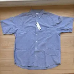 GU シャツ　オックスフォード　オーバーサイズ　5分袖 XL ライトブルー
